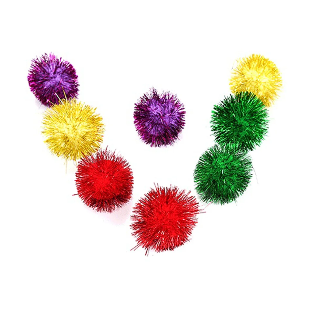 30 PCS Colorful Mini Sparky Glitter Tinsel Balls Small Pom Ball For Cat Toys (Mixed Colors) Cat Balls