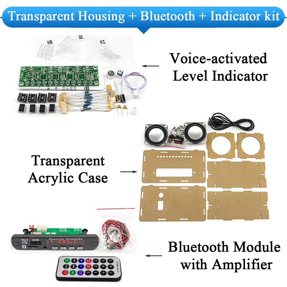 Imagem -06 - Diy Bluetooth Speaker Kit com Rádio fm Projeto de Solda Faça Você Mesmo Prática Montagem Solda Componente Eletrônico 2x3w