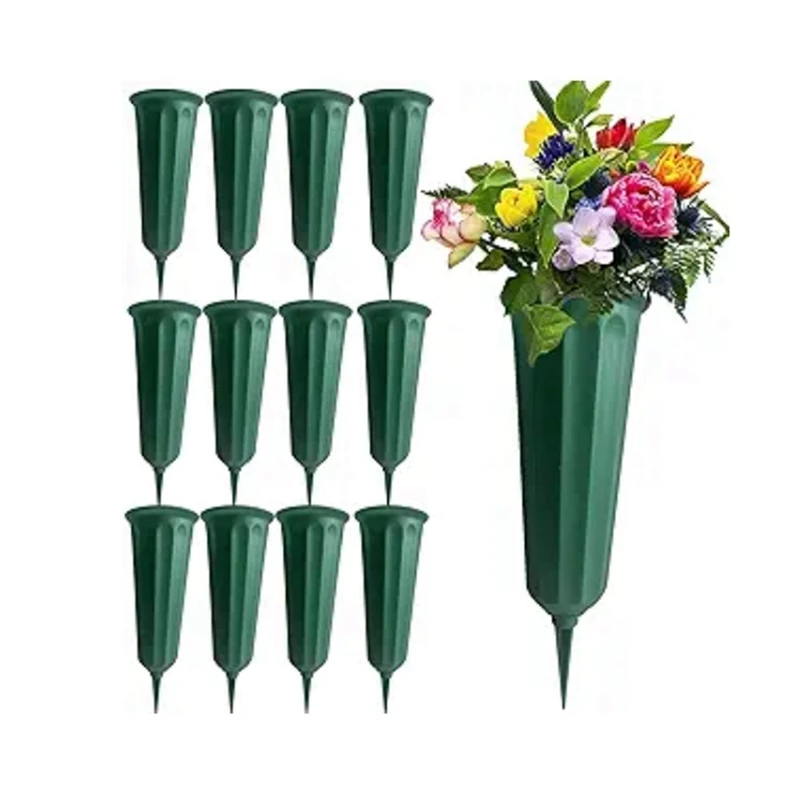 12 Pcs Cemetery Vases With Spikes Memorial Floral Vases Grave Flower Holder Cone In Ground Vases With Stakes