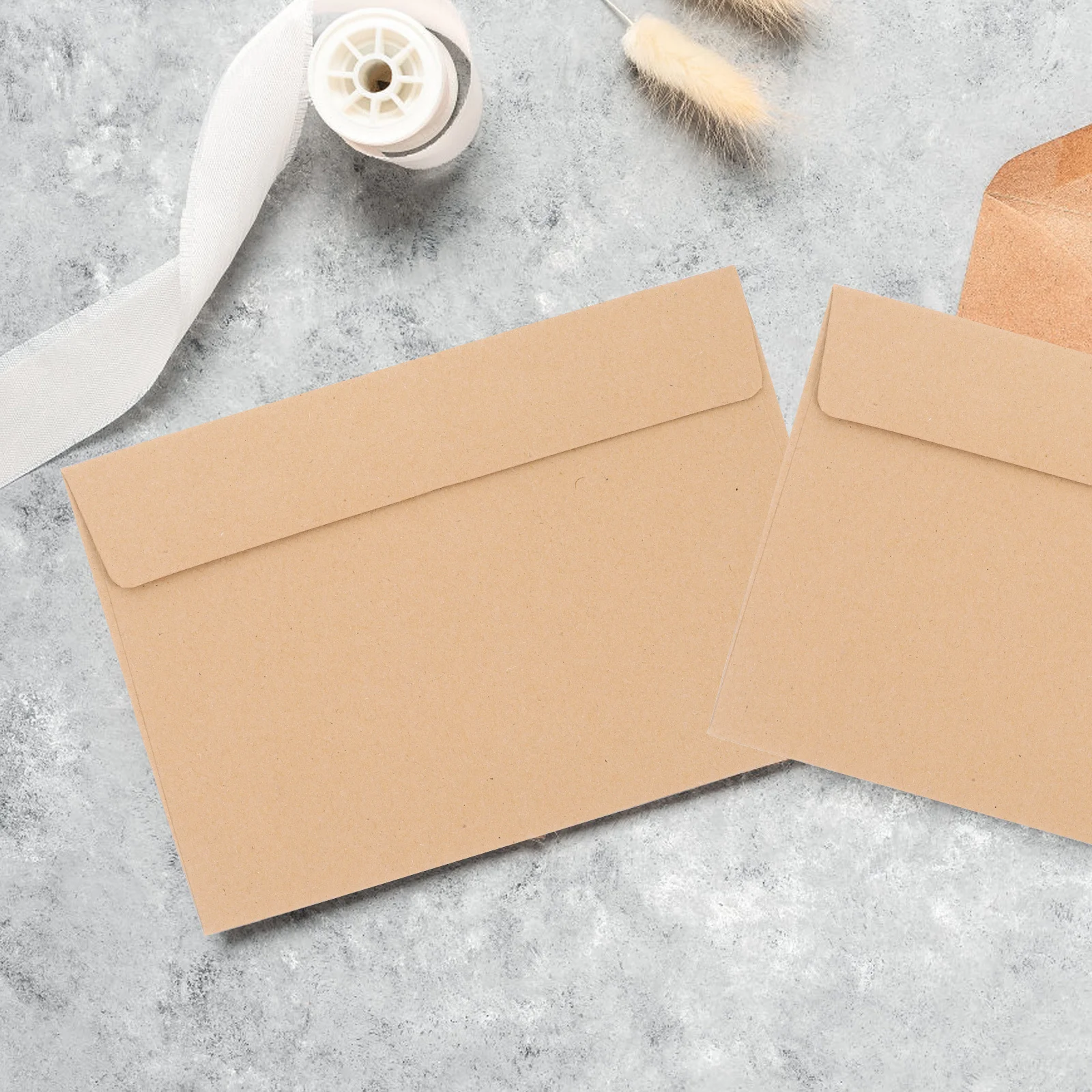 50개 셀프 실링 크래프트 봉투 소재 인사말 카드 초대장 문서 사진용 빈 표면