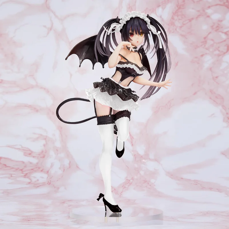

Spot Heterochromia Anime Character Figure Lace Headband White Thigh High Stockings Clear Round Base Display Ornament Present
