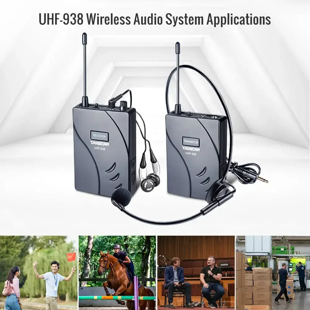 New For UHF-938 Tour Guide System Wireless Audio Whisper Earphone Lavalier Microphone Transmitter Receiver Pocket Heads