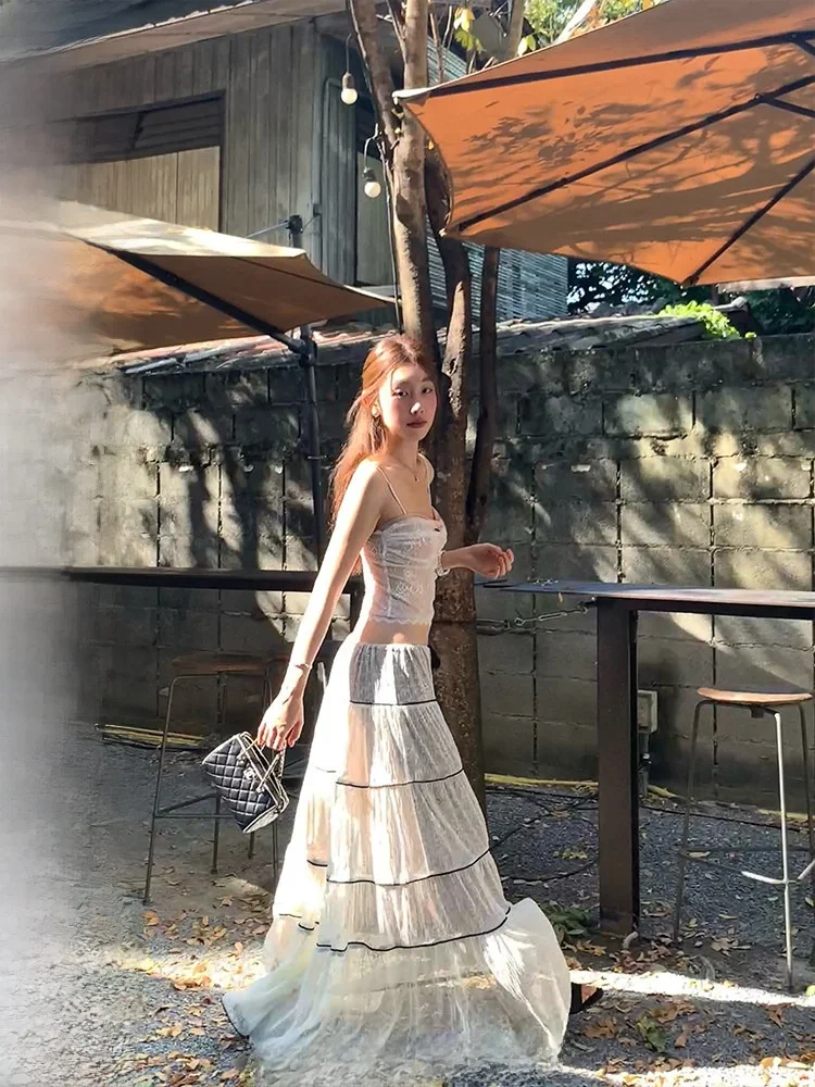 

Ranwear Dr Ballet Heavy Work Beautiful Cake Net f Skirt High Waist A-Line Cotton Gauze Hollow out Commute Sle