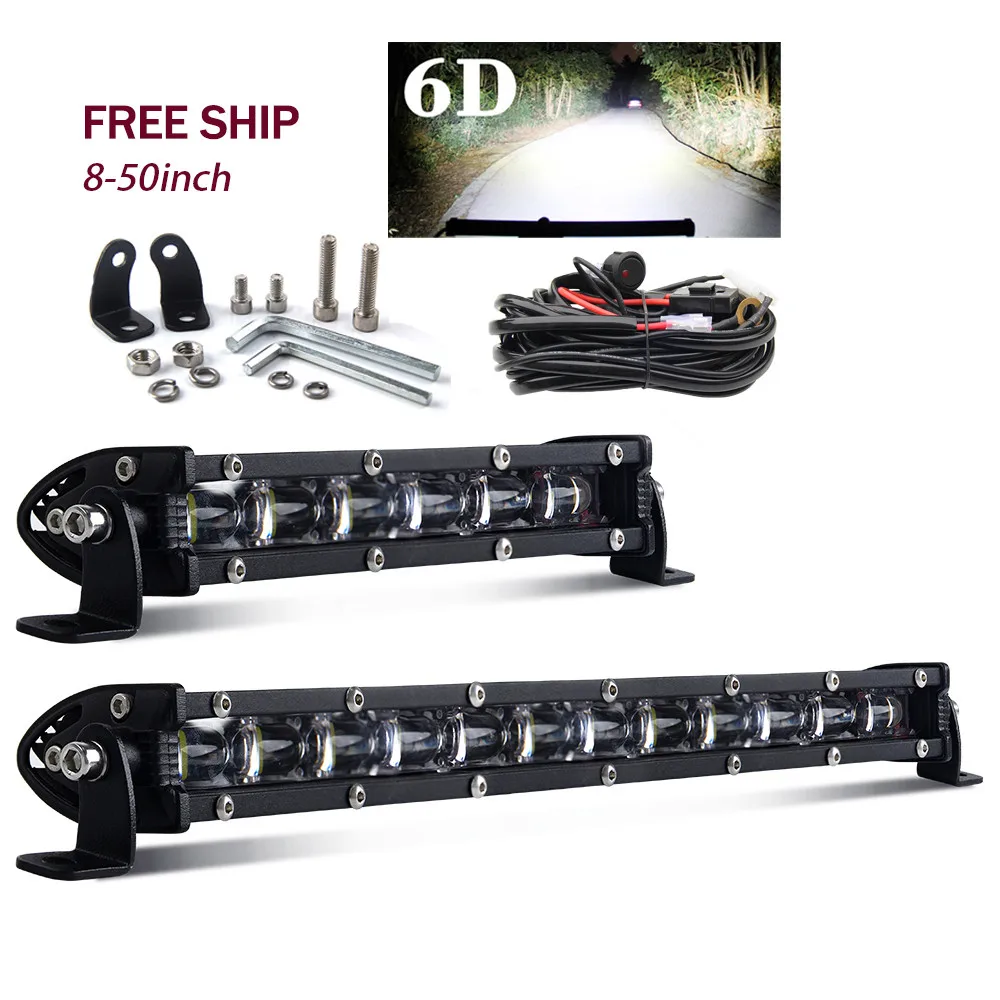 US  Grill Led Bar 8'' 14'' 20'' 26'' 32'' 38 inch Super Slim Single Row Motorcycle ATV UTV Car Barra 6D Led Light Bar