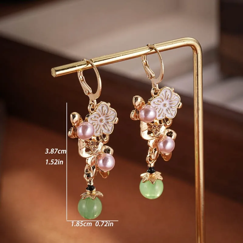Vintage Freshwater Imitation Pearls Dangle Earrings for Women Delicate Shell Flower Drop Earrings Fashion Jewelry Birthday Gifts