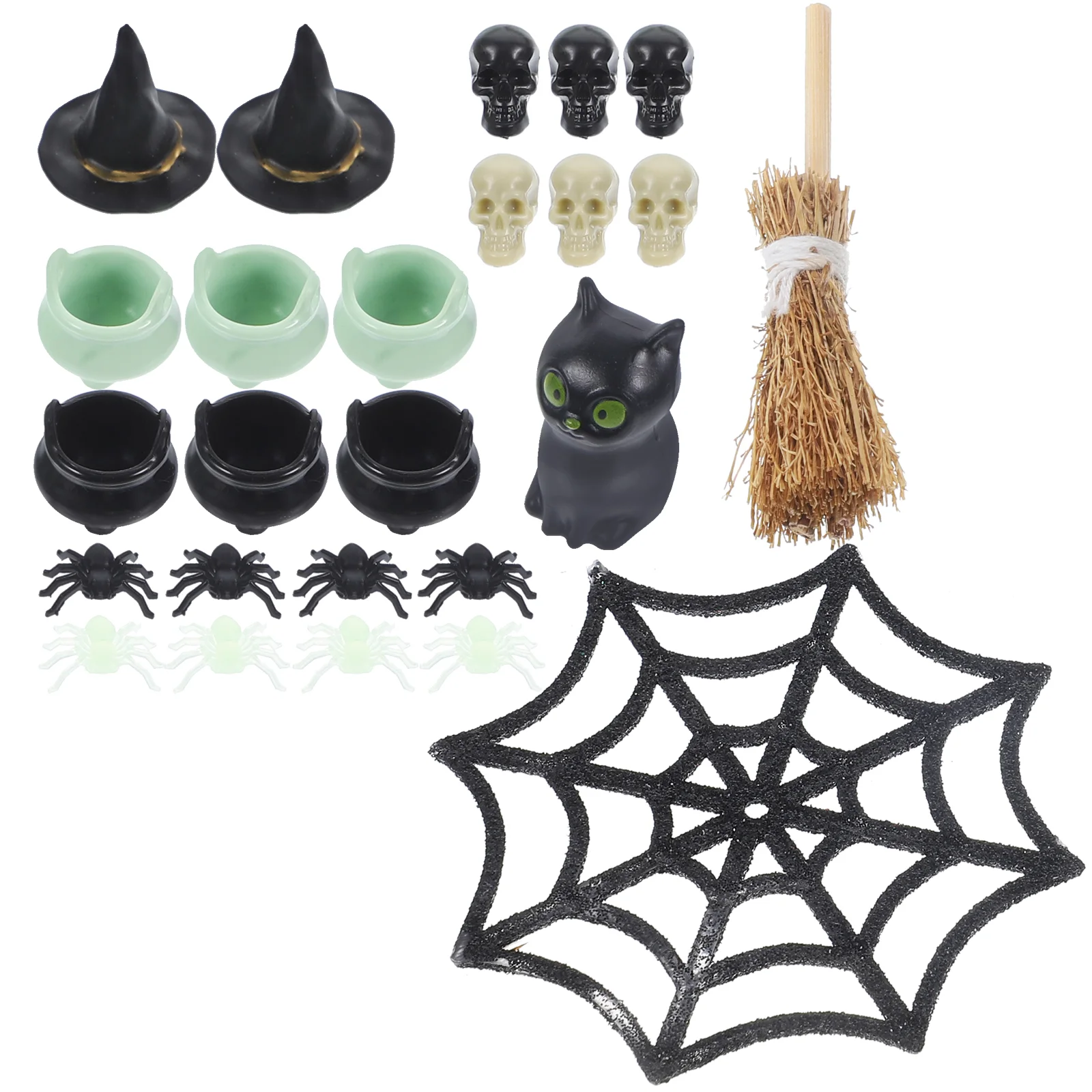 Halloween Home Decor Mini Skulls Miniatures For Crafts Kit House Accessories Fairy Toys Witch Caps Village Tiny Ornaments