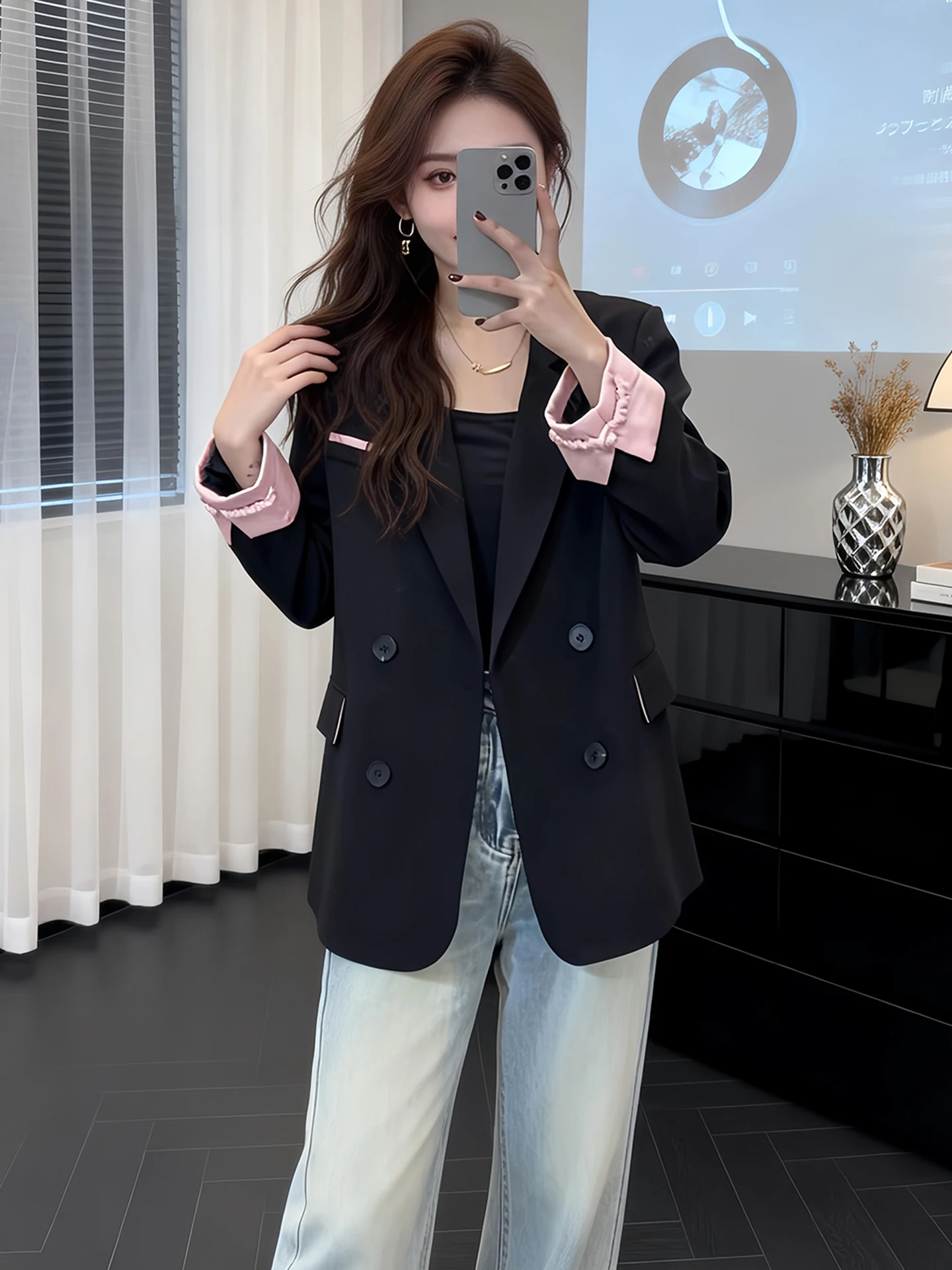 

Ретро-пиджак в корейском стиле для женщин, повседневный, в новом китайском стиле, больших размеров, свободного кроя, премиум-класса, весенне-осенняя верхняя одежда