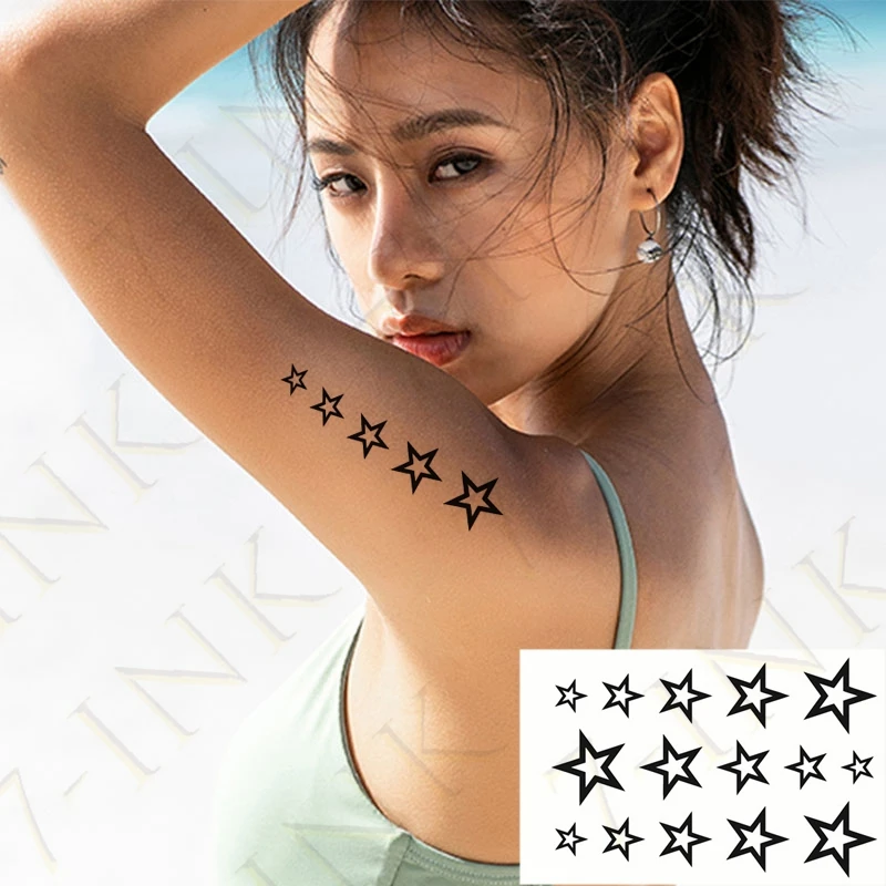 รอยสักชั่วคราวสติกเกอร์สีงู Sun Moon Cross สีดำ Word Angel Body Art กันน้ำ Tatoo แฟลชปลอม TATTOO สำหรับ Man ผู้หญิง