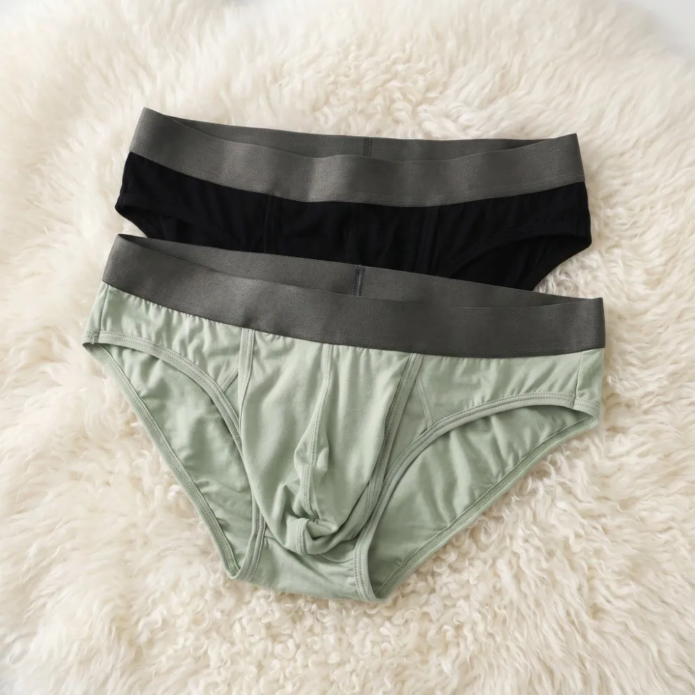 Bamboo Fiber Summer Thin Briefs Men 2-in-1 Front Opening Splicing Men Front Opening Panties Lingerie Quick Dry