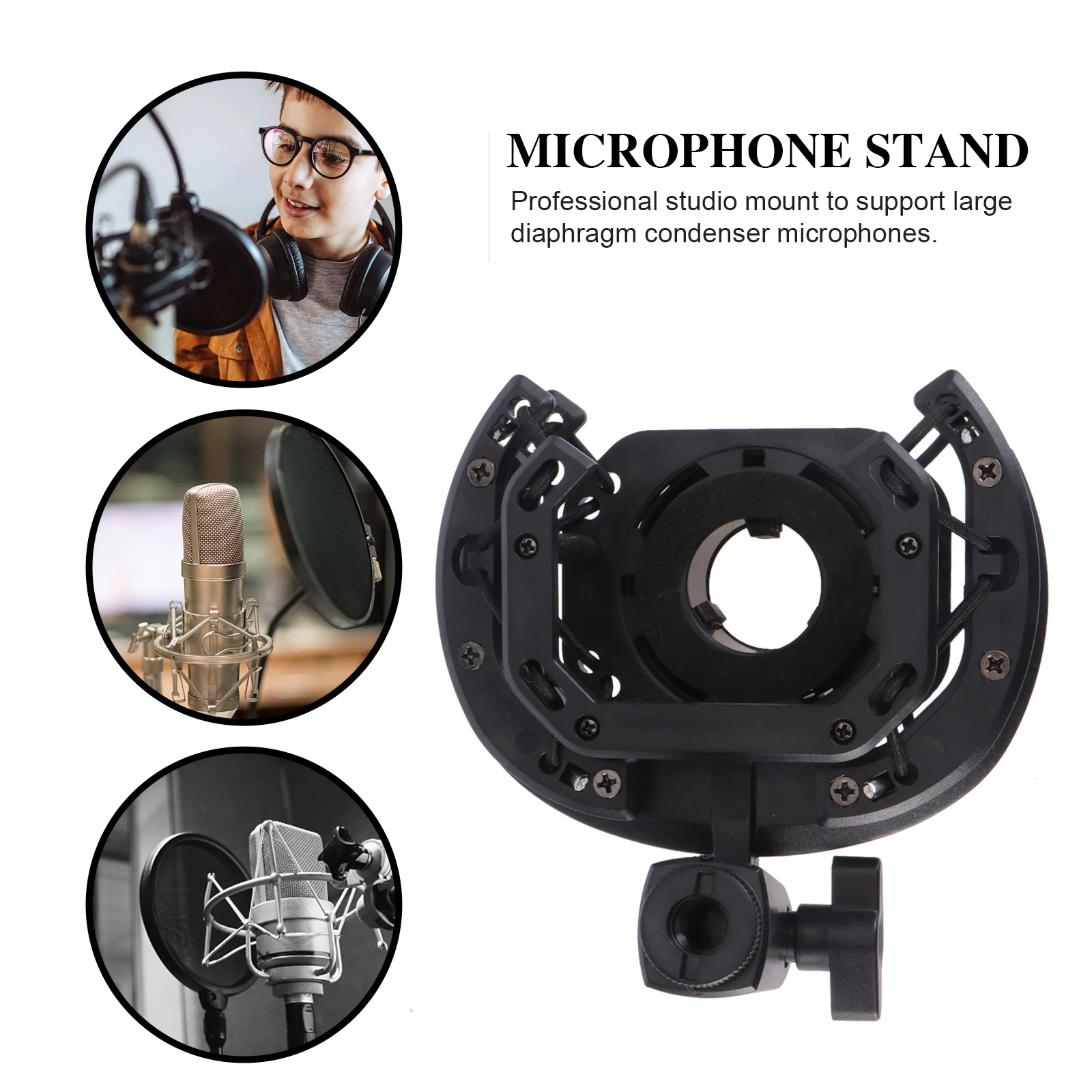 

Condenser Microphone Mount Black Shockmount For Studio Recording Professional Spider Bracket Stand Holder Dj Equipment