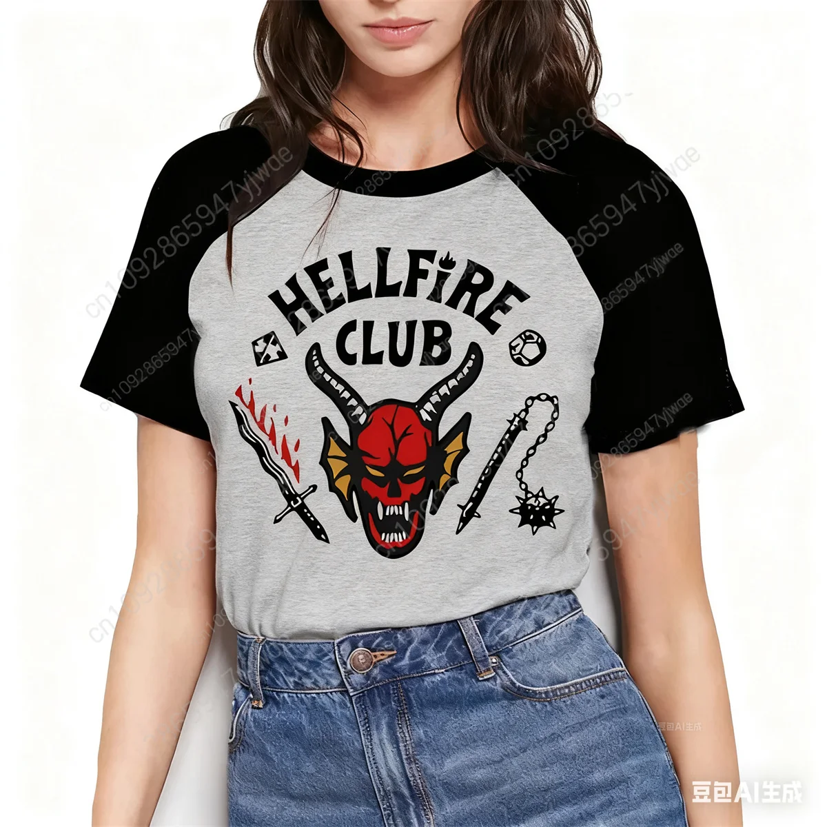 تي شيرت Hellfire Club Demogorgon Ugly عالي الجودة بأكمام قصيرة تي شيرت صيفي برقبة دائرية مريح ملابس الشارع الشهير تي شيرت رجالي ونسائي #2