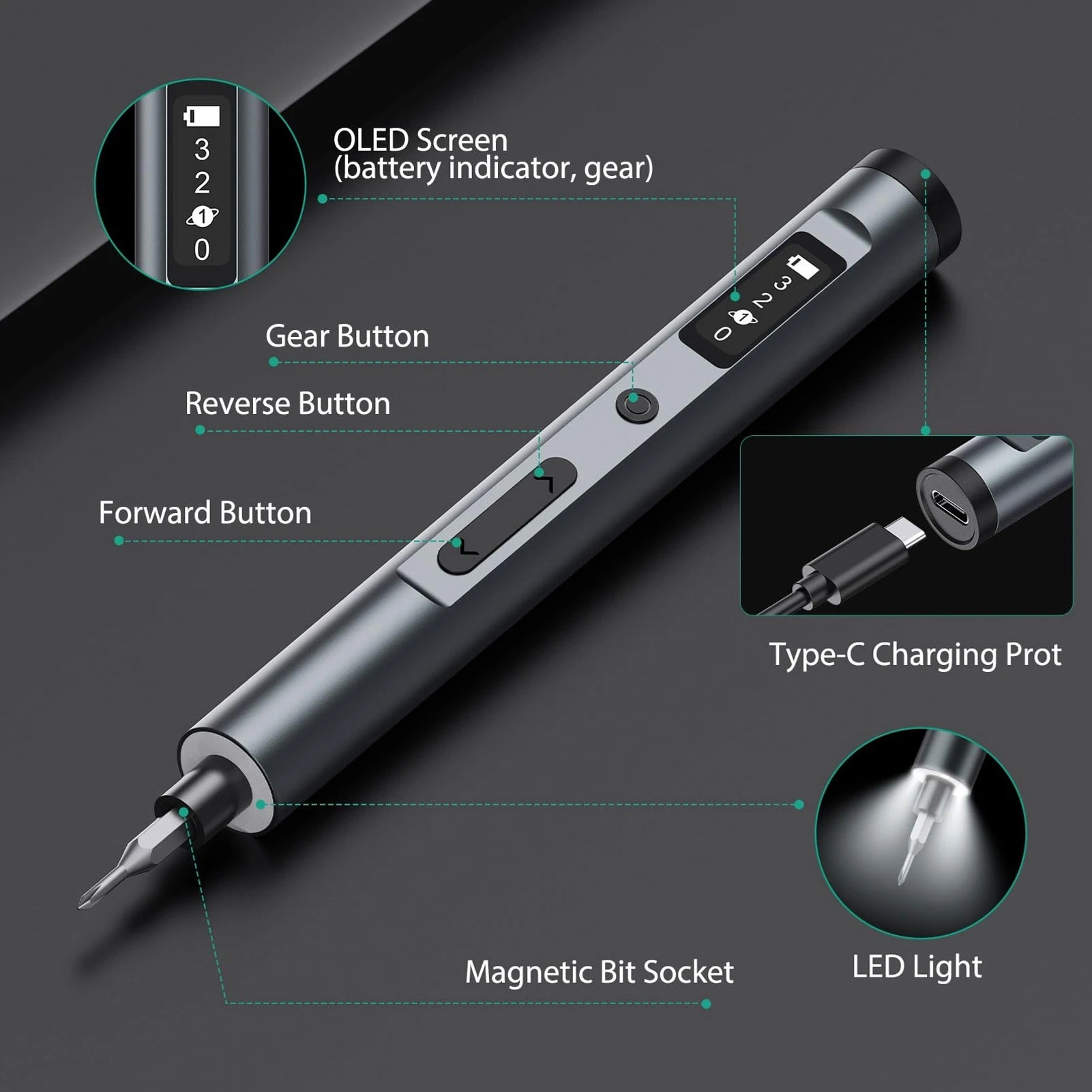

Набор электрических отверток Мощный двигатель Набор отверток 62 в 1, встроенный 4 светодиода, металлический ящик для хранения часов, ремонт электроники