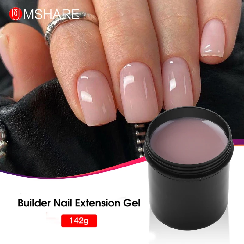 MSHARE 142g Milky White No burning Self Leveling Gel Nail Extension Medium soft Cover Pink Nude UV Nail Hard Gel