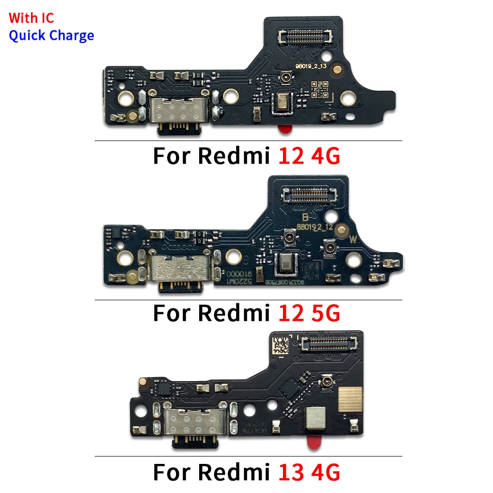 Placa de puerto de carga USB bien probada, piezas de conector de Cable flexible para Redmi 13, 12, 4G, 5G, módulo de micrófono