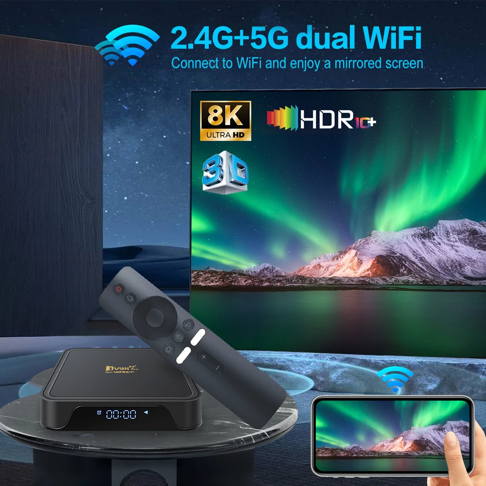 TV98 Pro TV Box Android 14 Allwinner H313 رباعي النواة 8K فيديو 4K Dual Wifi BT5.0 مشغل التحكم عن بعد الصوتي فك التشفير