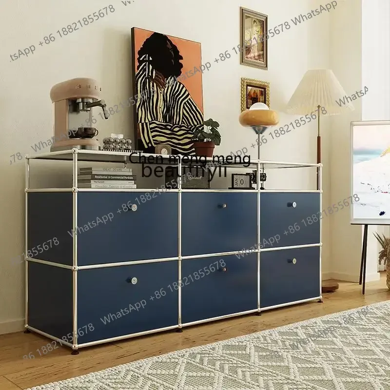 Modular Combination Edge Cabinet Nordic Stainless Steel TV Bucket Cabinet Locker