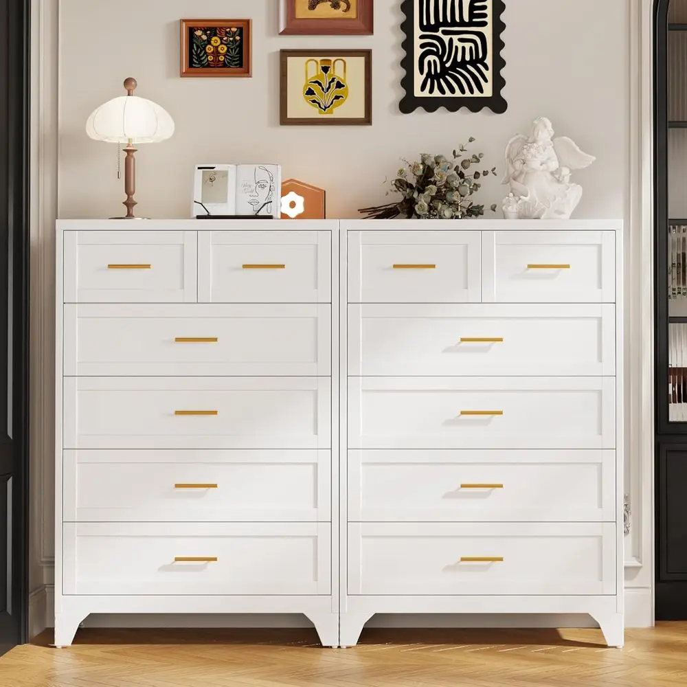 Cassettiera bianca contemporanea a 6 cassetti, 48 alte, portaoggetti verticale per camera da letto, spazi abitativi