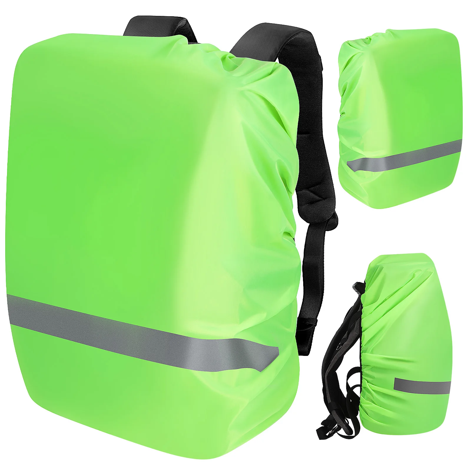 

3 Pcs Backpack Rain Cover Lightweight Portable Reflective Strip Hiking Camping Travel Size Waterproof Outdoor Gear