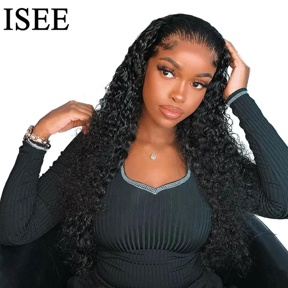 Water Wave Lace Closure Human Hair Wigs ISEE HAIR 5X5 Lace Closure Wigs For Women Mongolian Water Wave Lace Closure Wigs