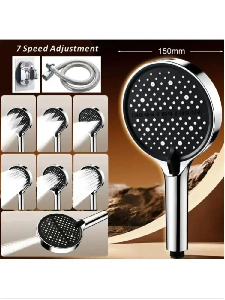 Neuer 15CM Hochdruck-Duschkopf für hartes Wasser, 7 einstellbare Massagemodi, Ersatz-Handbrause für das Badezimmer