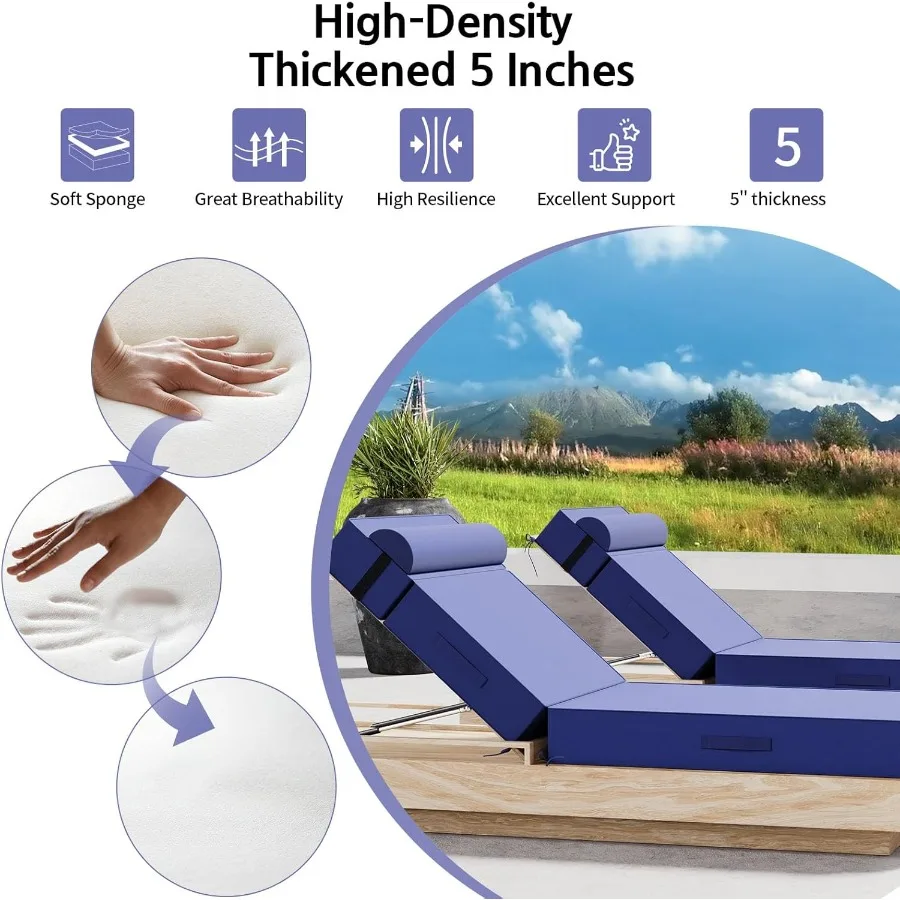 وسائد صالة Olefin الخارجية مع وسادة 72 بوصة × 21 بوصة × 5 بوصة مقاومة للماء ومقاومة للبهتان وأثاث الفناء كرسي صالة P