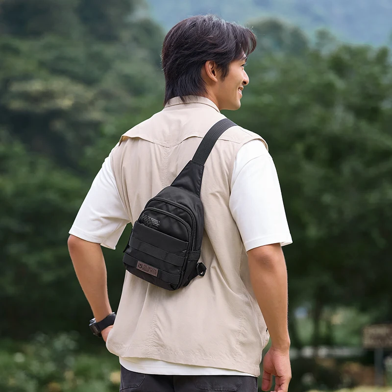 Volunteer Oxford Cloth Chest Sling Bag for Men Casual Multifinonal Outdoor Travel Running Mens Crossbody Shoulder Bags 1829-14