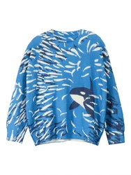 plus Size Comfortable Casual Ladies Sweater with Whale Pattern Drop Shoulder Leisure Eye-Catching Knitwear for Women