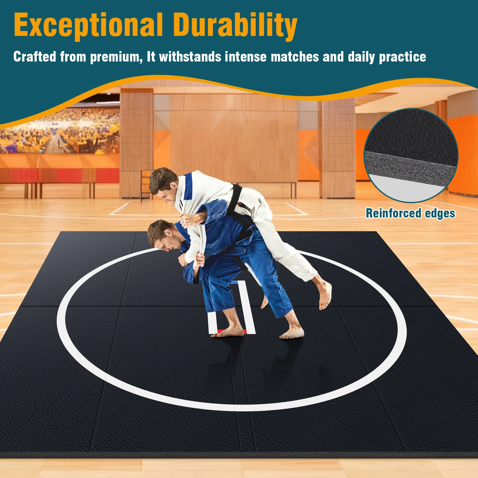 

10x10ft Portable MMA/BJJ/Judo/Gymnastics Training Mat Gymnastics MMA Jiu Mat for Grappling Martial Art Boxing