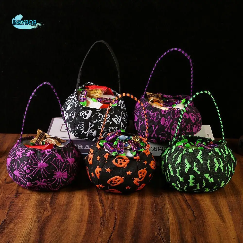 

Kawaii Cloth Halloween Candy Bag Gifts Pouch Trick or Treat Pumpkin Candy Bucket Plush Handbag Stuffed Cotton Tote Bags Children