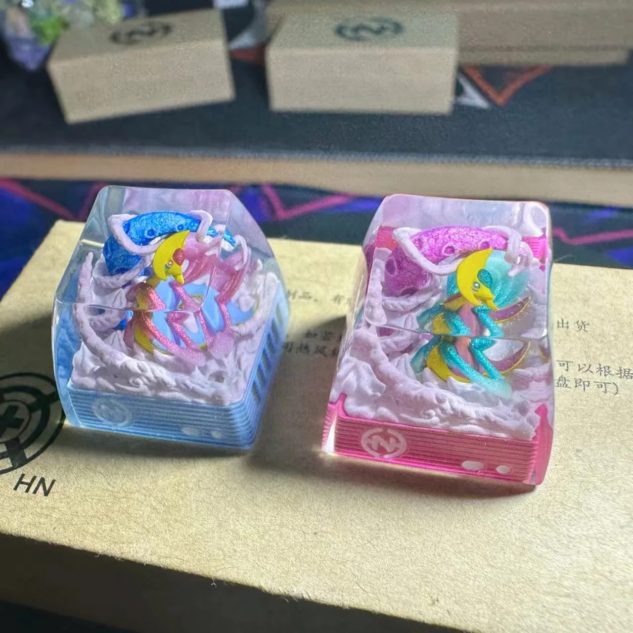 PTCG Pokemon Keycap Cresselia Different Color Base Mechanical Keyboard ResinTransparent Stereoscopic KeycapGift Toy No.26