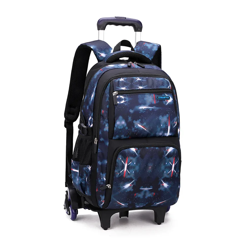 With 2/6 Wheels Kid Boys Schoolbag Girls Trolley Teens School Backpack Removable Children School Bags Luggage Wheeled Book Bag