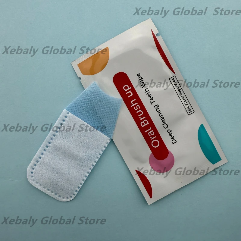 200Pcs Deep Cleaning Teeth Wipes Mint Flavor Sugar Free Oral Brush Up Finger Wipe Tooth Cleaning Aid Dental Hygiene Care Tool