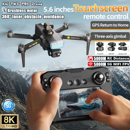 KAI TWO Pro GPS 드론, 8K HD 카메라, 3 축 PTZ 전문, 화면 제어, 항공 사진, 브러시리스 FPV RC 드론, 8km, 신제품