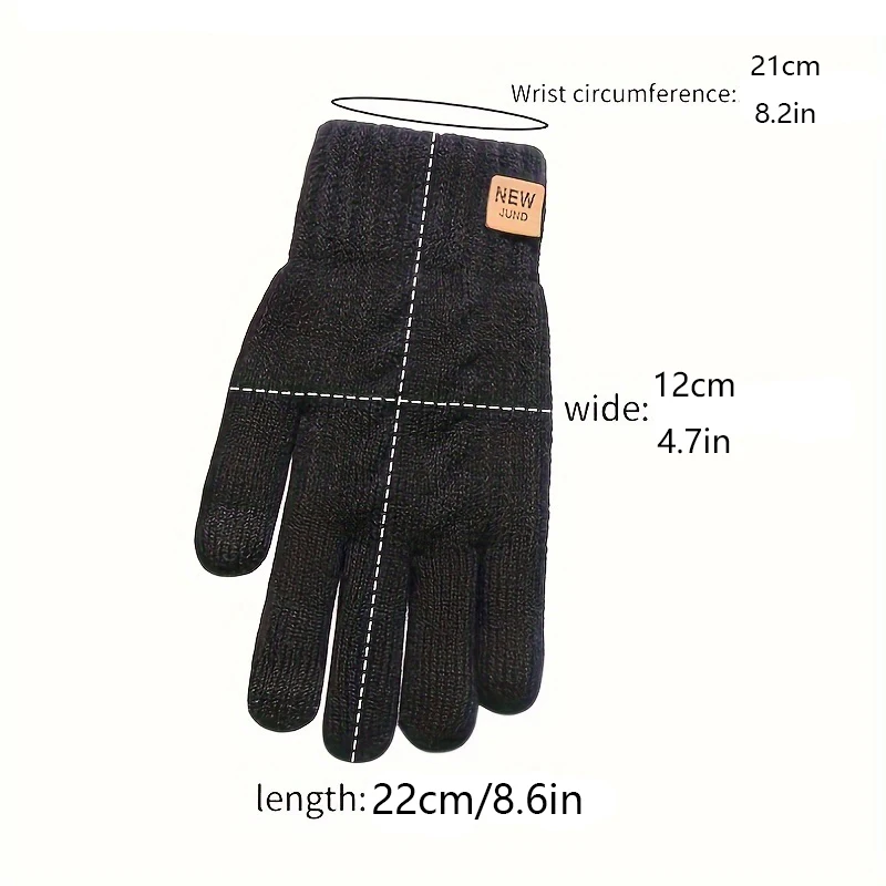 قفازات شتوية قابلة للمس للرجال والنساء مع بطانة قطيفة بطبقة مزدوجة من القماش المحبوك للأنشطة الخارجية قفازات دافئة عصرية #6