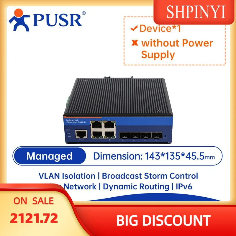 PUSR Layer3 4 SFP (10G) |   Промышленный коммутатор Ethernet 4/8/24 RJ45 10/100/1000 серии USR-ISGX