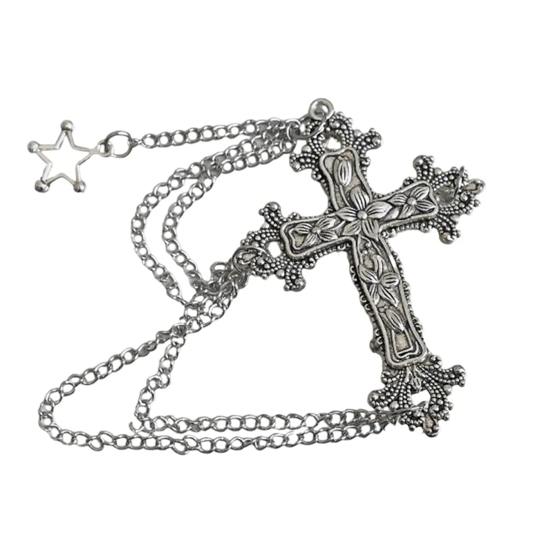 

MXMB Gothic Haipin Crosses Barrettes Side Clip Crosses Hair Clip Chain Subculture