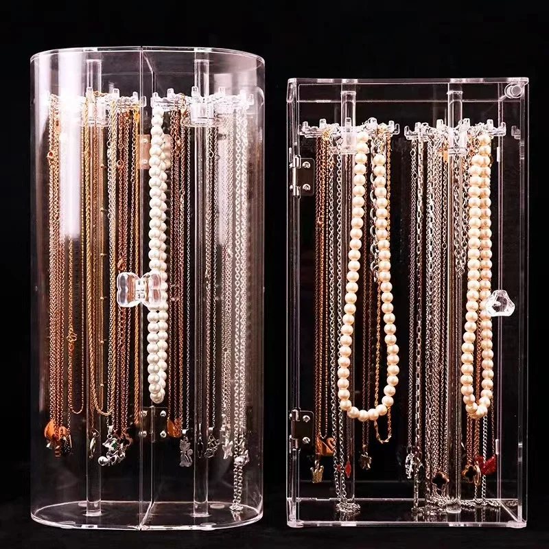 Women Acrylic Free Standing Gift With 24 Hooks Bracelet Storage Space Saving Necklace Holder Clear Jewelry Organizer