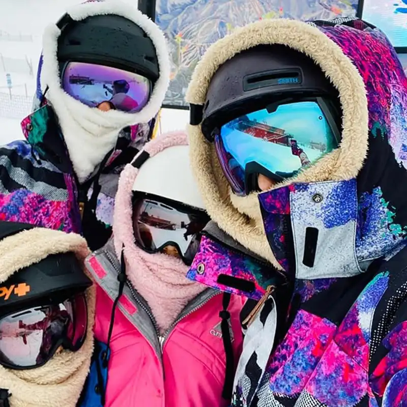 Unisex warme ski-sjaal met capuchon Thermische Sherpa-fleece capuchon Skimasker Winterbivakmuts Winddicht Verstelbare warme capuchonhoes Hoedensjaal