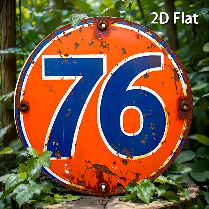 Ein Vintage 76-Holzschild – eine ländliche Holzwandkunst mit abgenutzter Oberfläche, perfekt für Straßen-, Bar- und Café-Dekoration