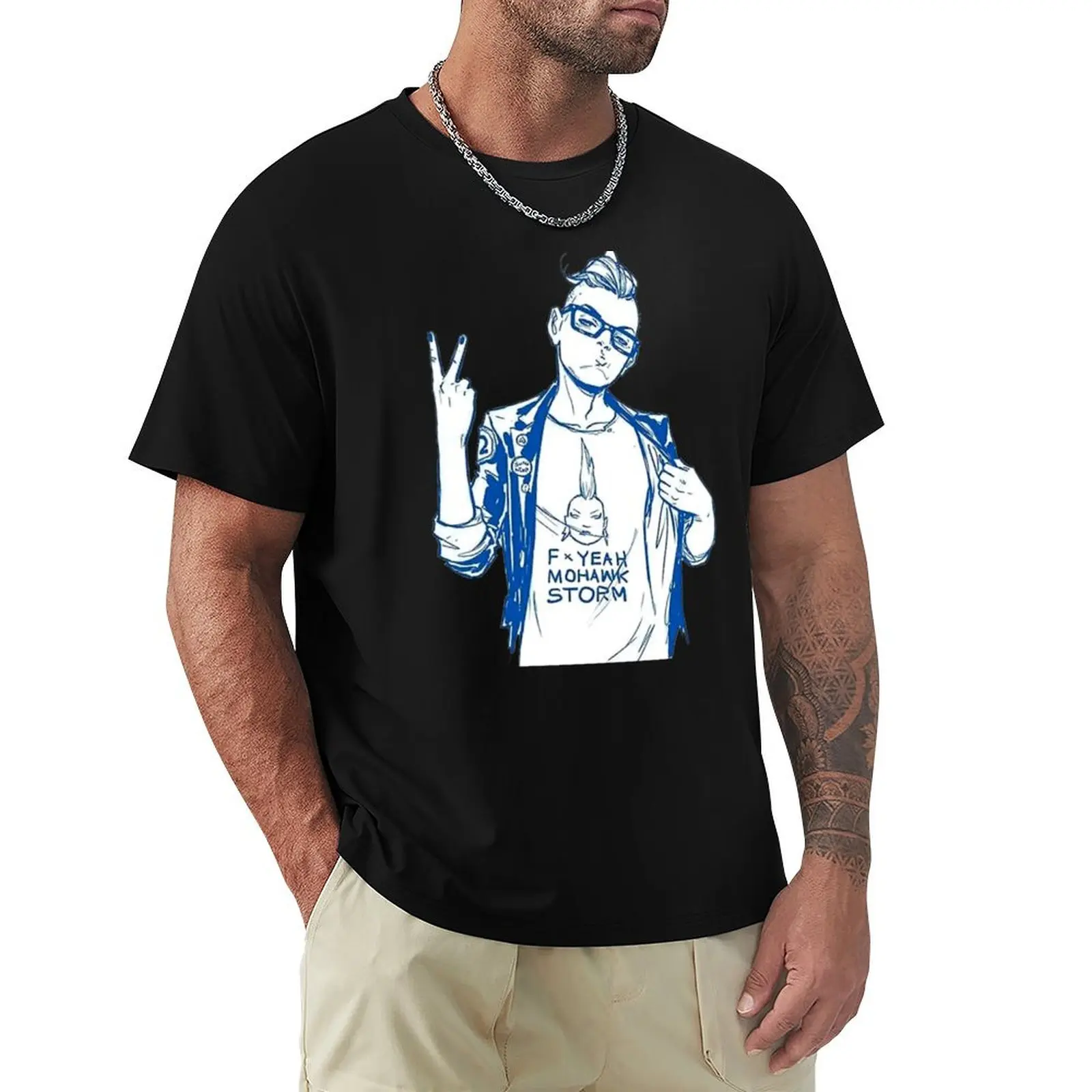 Quantin Quira -F Yeah Mohawk Storm T-Shirt Basic Plain Tee for Spring and Summer