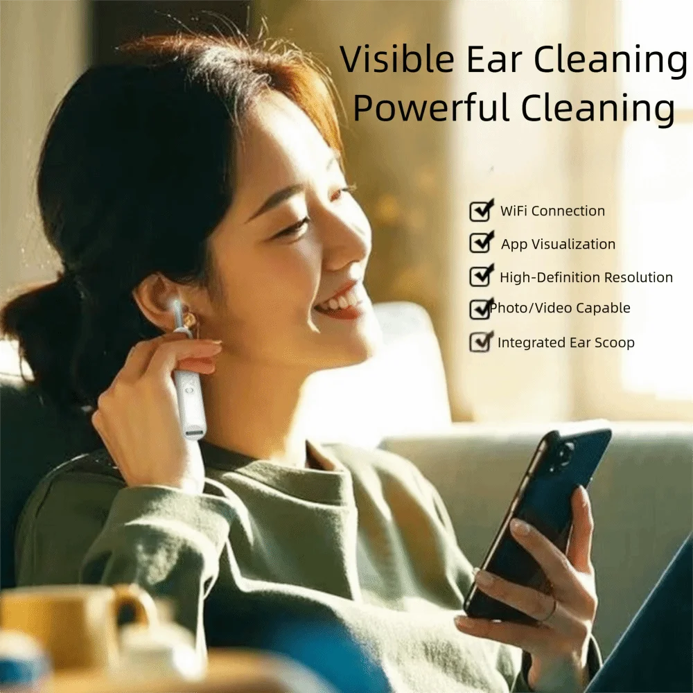 

Smart Visual Ear Cleaner HD Camera Wireless WiFi Ear Cleaner Full Set USB Charging LED Lights Wireless Otoscope Home Us