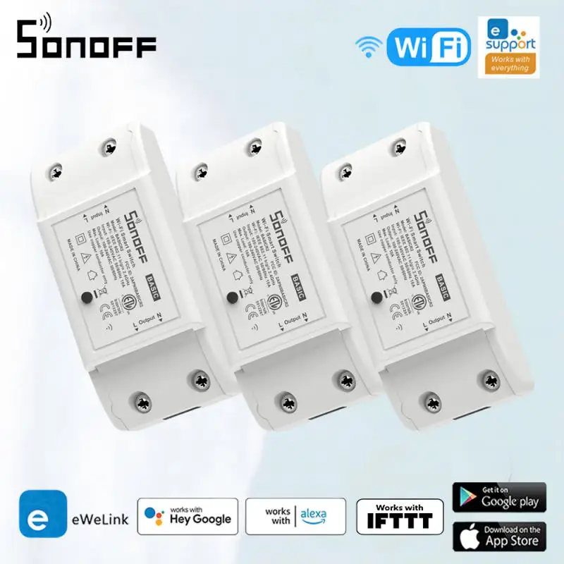 SONOFF BasicR2 Wifi Breaker Switch Smart Wireless Remote Controller Outlets DIY Wifi Light Switches Works With Google Alexa Home