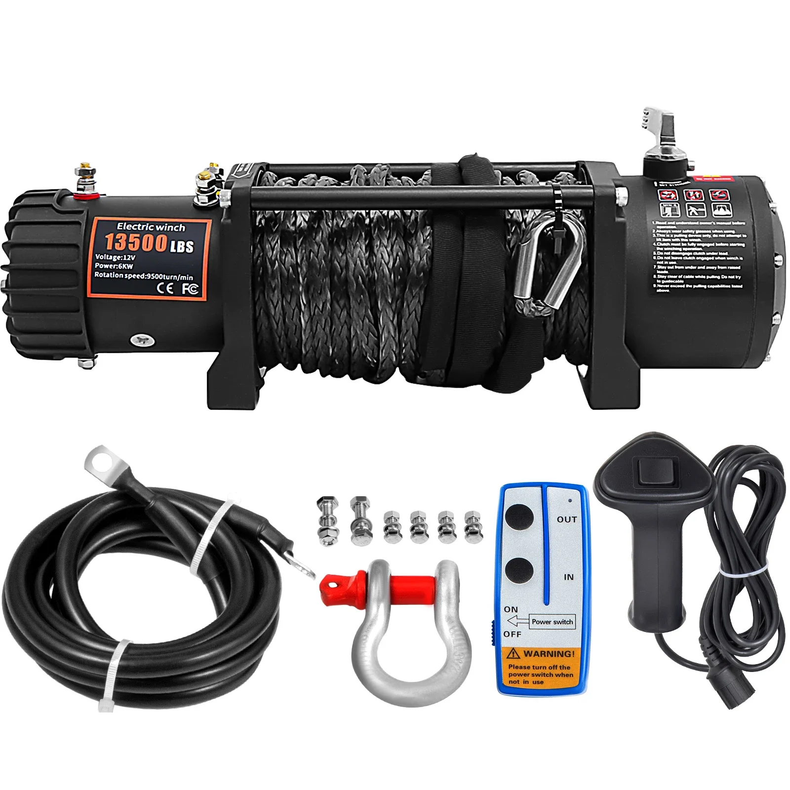 13500lbs Elektrische Seilwinde für Auto und LKW | SIHAO 13500 LBS 12V Elektrische Seilwinde 27M 92FT Synthetikseil Drahtlose und Kabelgebundene Fernbedienung Offroad-Bergung für 4X4 Truck Jeep SUV ATV