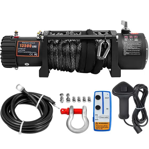 Sihao 13500LBS Electric Winch 12v 27M/92FT Synthetic Rope  Lifting Treuils Hoist for 4X4 Car Trailer ATV Truck Off Road Boat
