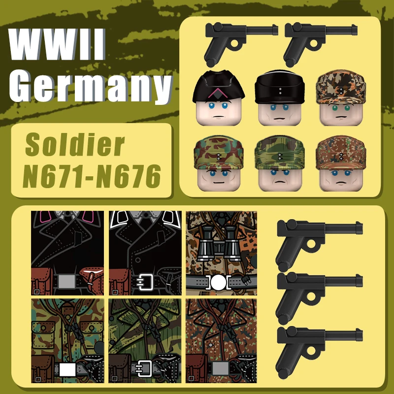 WW2 شخصيات جندي الجيش العسكري سلسلة اللبنات ضابط المشاة المدرعة المحارب العلم قبعة ملحق الطوب لعبة هدية