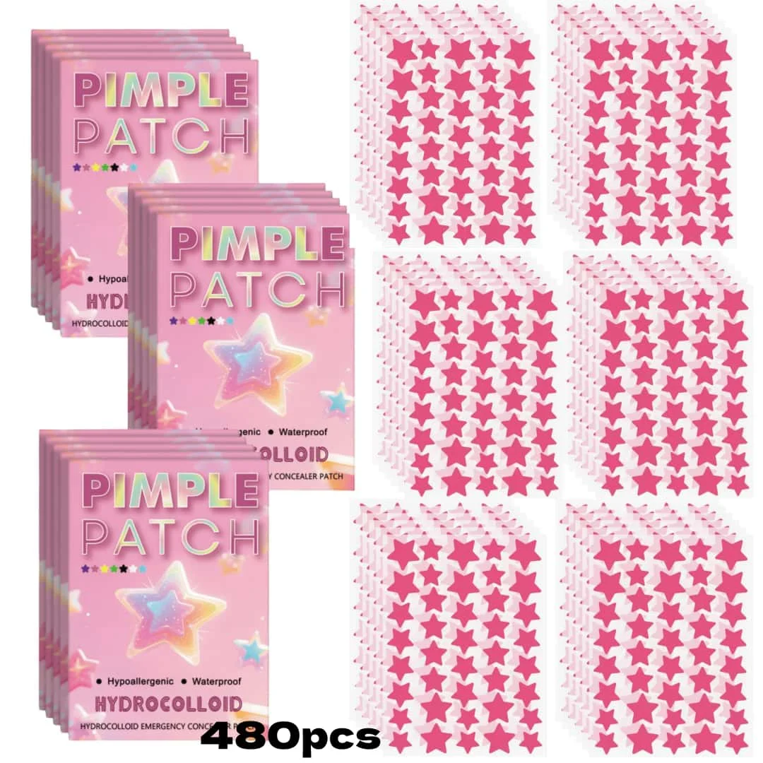 480 قطعة من رقع حب الشباب متعددة الألوان على شكل نجمة، رقع حب الشباب للوجه، رقع حب الشباب المخفية، ورقع البثور، رقيقة جدًا