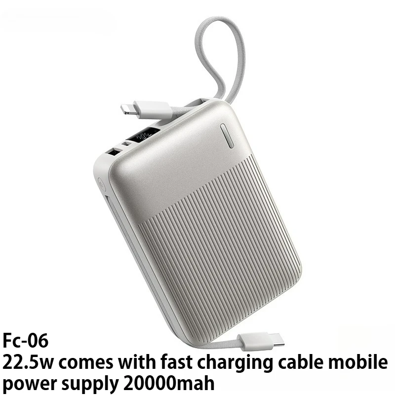 Dual Line Fast Charging Power Bank Suitable for Apple 17 Compact 10000mAh 22.5w Built-in Cable Power Bank