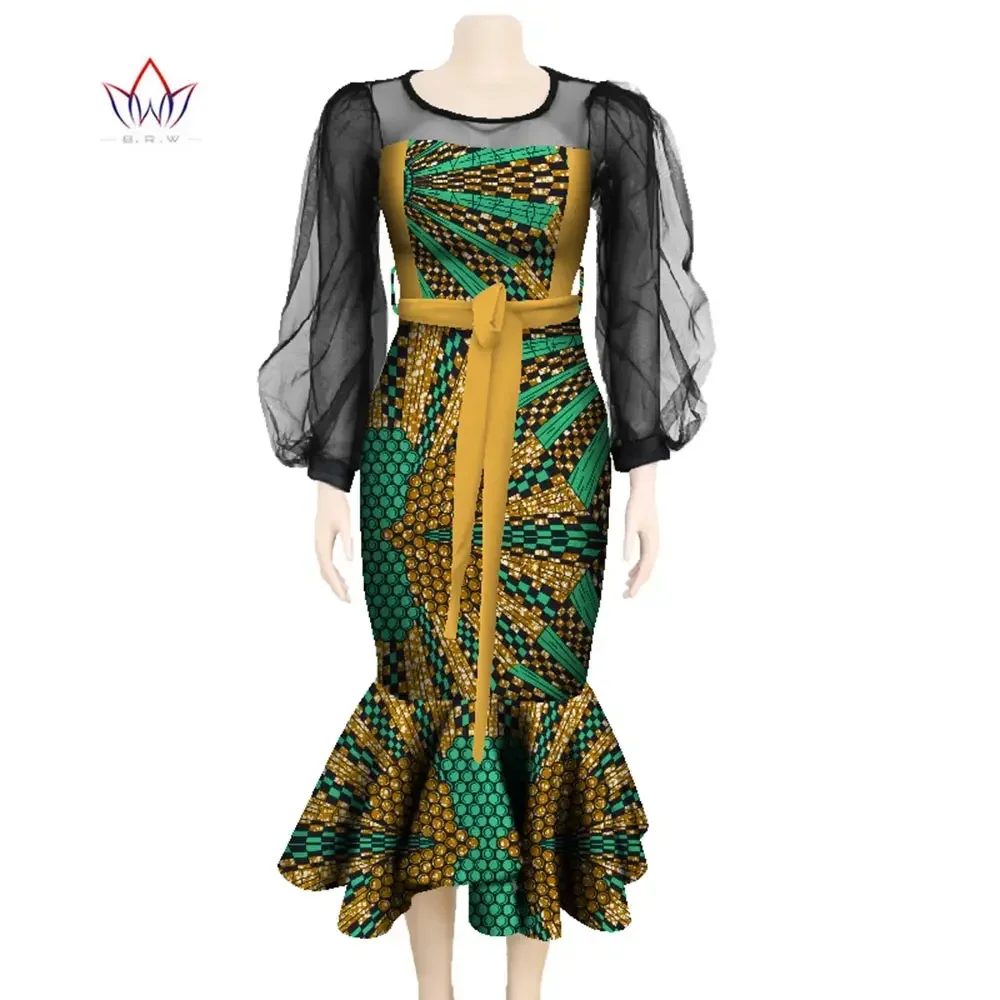 

Muslin Long Sleeve Dresses for Women Party Wedding Casual Date Dashiki African Women Dresses African Dresses for Women WY4761