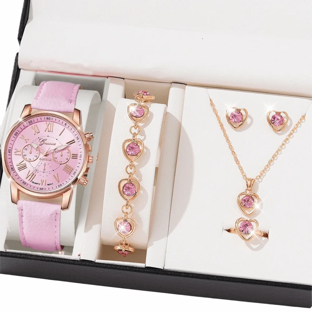 Heart Rhinestone Quartz Wristwatches Luxury Design Leather Band Analog Wrist Watch Fashion Dial Analog Display Quartz Watch