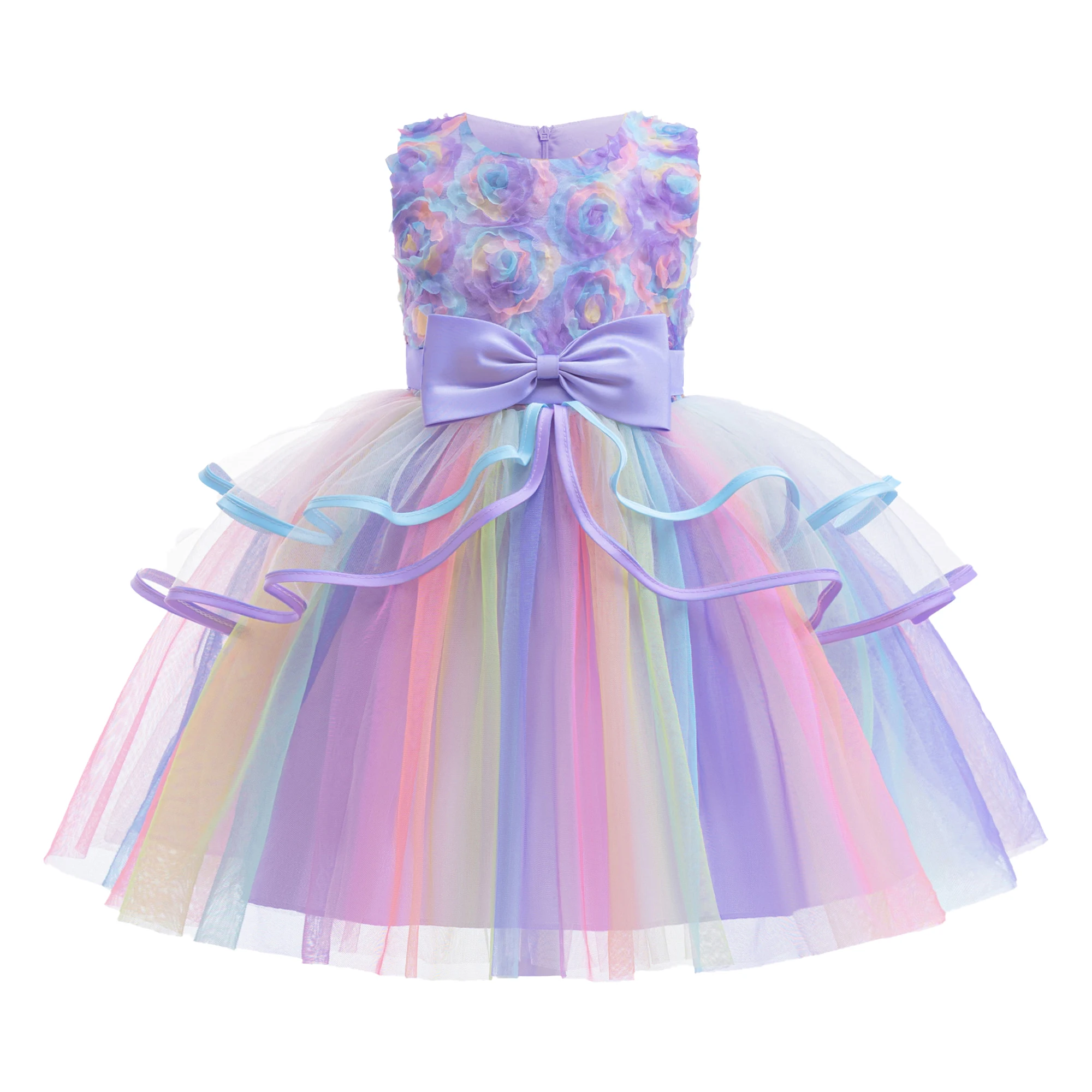 Girl Unicorn Party Dress Rainbow Birthday Prom Christmas Costume Sleeveless Flower Wedding Princess Unicorns Outfit Kids Clothes